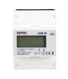 LICZNIK ENERGII ELEKTRYCZNEJ 3-FAZOWY LCD 100 A, 4-MOD LEM-30 Zamel