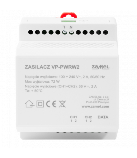 ZASILACZ DO DWUŻYŁOWEGO SYSTEMU WIDEO DOMOFONOWEGO - SERIA 200 VP-PWRW2
