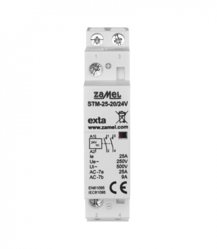 STYCZNIK MODUŁOWY INSTALACYJNY 25A, 2XNO, 24V AC/DC, TYP: STM-25-20/24V